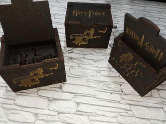 Музыкальная шкатулка Гарри Поттер,Harry Potter,подарок,с мелодией из фильма,дерево