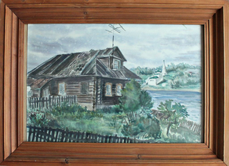 "Пейзаж с домом" бумага акварель Кочергин Э.С. 1960-е годы