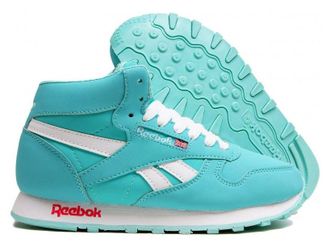 Кроссовки Reebok Classic Mid бирюзовые зимние с мехом