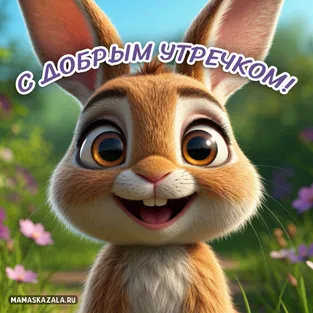 Забавный кролик желает доброго утра