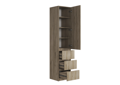 Бохо ШК-003 шкаф с ящиками 1 ств Дуб Крафт Серый/Кашемир