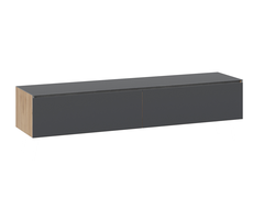 Гостиная Глосс - Тумба для теле- и радиоаппаратуры «Глосс» Яблоня Беллуно/Cтекло Графит матовый