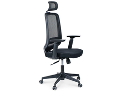 Кресло Лондон офис черный пластик/черная сетка/черная ткань