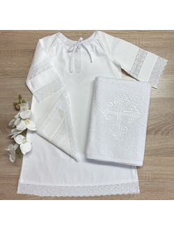 Крестильный набор для девочки модель "Майя", размеры на возраст от 2-х до 14-ти лет, можно вышить любое имя, цена от