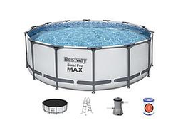 Бассейн каркасный круглый "Steel Pro" Bestway 427*122см серый+ фильтр+тент+лестница арт.5612Х