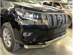 Защита переднего бампера двойная d76/60 для Toyota Land Cruiser Prado 150 (2017-...)