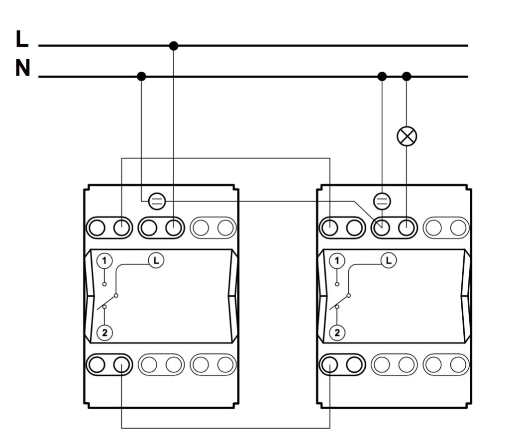 схема подключения одноклавишного проходного выключателя SCHNEIDER ELECTRIC ODACE