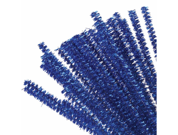 Синельная проволока синяя металлик пушистая 100 штук для рукоделия