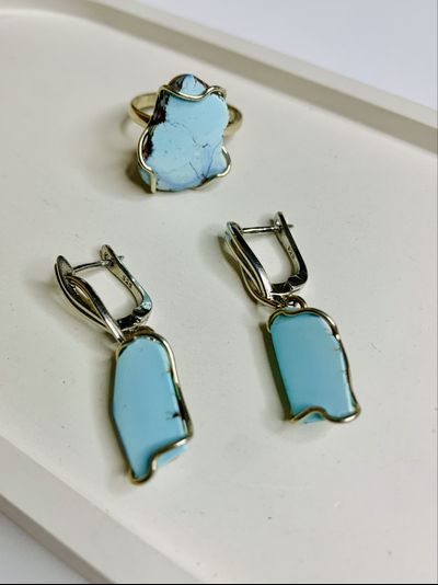 Серьги и кольцо с бирюзой