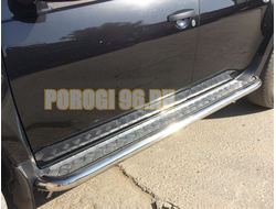 Пороги с накладным листом d53 для Nissan Terrano 2014-