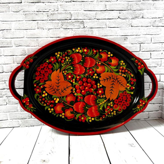 Поднос Овал-1 200*300 мм тарелка с росписью Хохлома