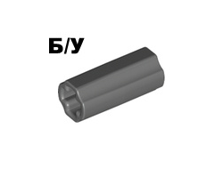 ! Б/У - Technic, Axle Connector 2L Smooth with x Hole + Orientation, Dark Bluish Gray (6538c / 4516546 / 6084613) - Б/У