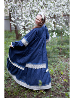 Русское барокко - Синий лён с кружевом