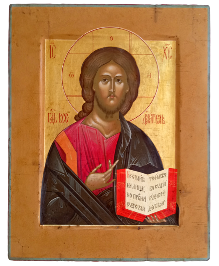 Господь Вседержитель. Спаситель. Рукописная икона, стилизованная "под старину"