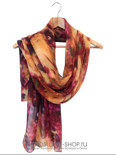 П-109 Палантин желто-розовый с абстрактным рисунком