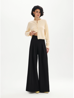 Брюки-палаццо со встречной складкой (черный)