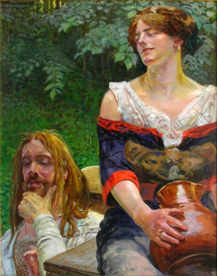 Христос и самарянка (1911).  Яцек Мальчевский (1854-1929), польский художник. Львовская национальная