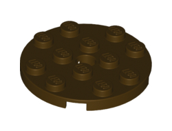 Plate, Round 4 x 4 with Hole, Dark Brown (60474 / 6005030)