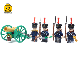 4 артиллериста французской армии с пушкой, наполеоновские войны 1812