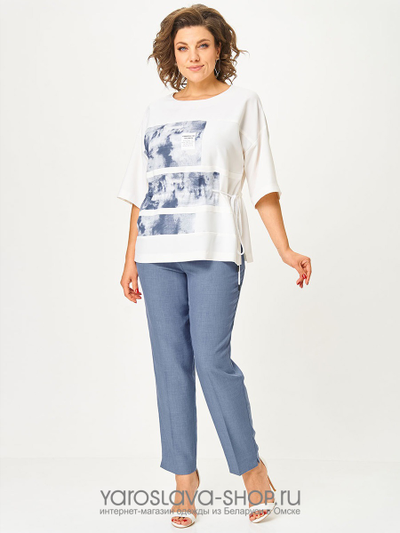 Летний брючный костюм в светлых оттенках