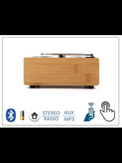 Bluetooth колонка СТЕРЕО, радио FM, с аккумулятором + пульт, для использования в помещении