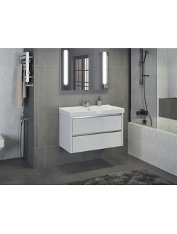 Тумба-умывальник "Дублин-89" белый глянец с раковиной Адриана-90