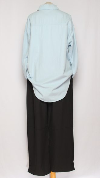 Брюки "Широкие хлястик" чёрные до р.52