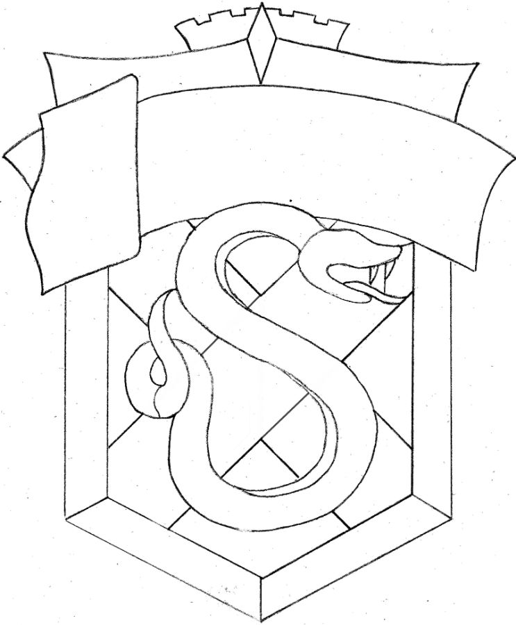 Эскиз витража герба "Слизерин" в большом размере