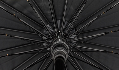 Зонт-трость 16 спицы Черный (большой купол + чехол)