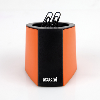 Скрепочница магнитная Attache Selection, вертикальная, трапециевидная, (черный/оранжевый)