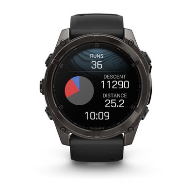 Умные часы Garmin Fenix 8 - 51 мм, AMOLED Sapphire, Titanium, угольно-серый DLC, пепельно-черный силиконовый ремешок (010-02905-21)