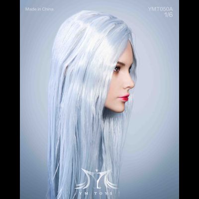 Женская голова (скульпт) с длинными волосами (серебро) 1/6 scale  (YMT050А) - YMTOYS