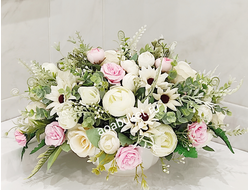 Цветочная композиция - Алиса розовая№ МК007 - из искусственных цветов для интерьера