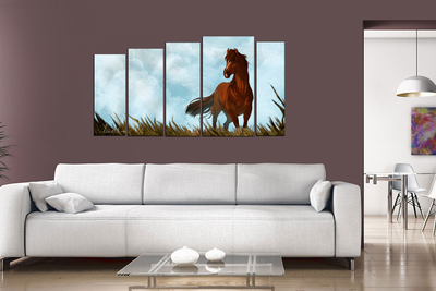 Модульная картина "Гордый мустанг"