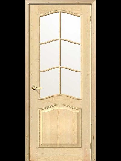 Дверь бессучковая неокрашенная, со стеклом Классик.