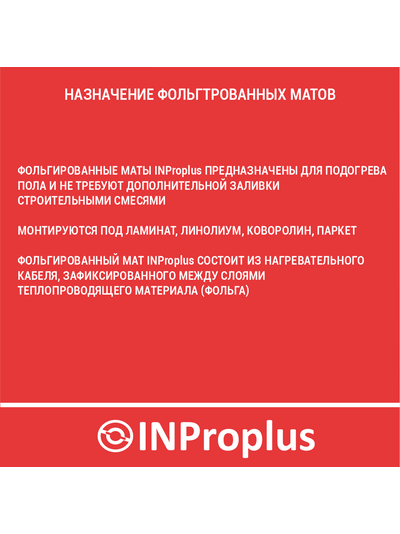 Фольгированный / алюминиевый мат INProplus 5,0кв.м. - 750Вт