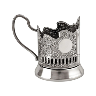 Подстаканник никелированный с чернением, лазерная гравировка, 7408.12