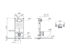 Комплект: инсталляция Vitra Core 732-5800-001 и панель смыва Root 740-2280, глянцевый хром для унитазов 3/6 л, глубина установки 12 см, 800-1873