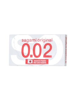710 Презервативы Sagami, original 0.02, полиуретан, ультратонкие, гладкие, 19 см, 5,8 см, 2 шт.