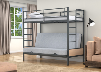 Двухъярусная кровать-диван Дакар 1 Серый (вставки Дуб молочный)