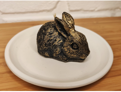 Свеча "Кролик" черная с золотом, 1 шт., 4 x 6,5 см