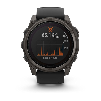 Умные часы Garmin Fenix 8 - 51 мм Solar, Sapphire титановый угольно-серый с DLC-покрытием и черным ремешком (010-02907-11)