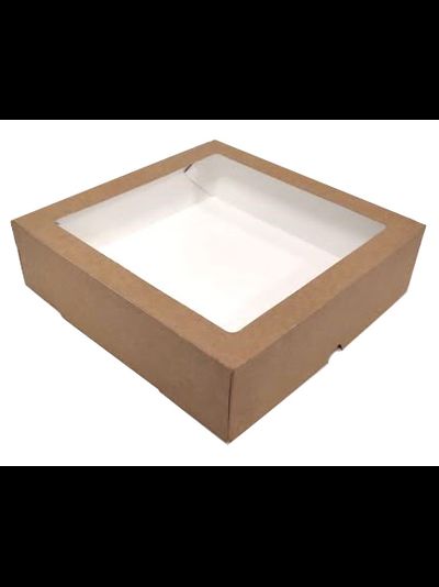 Коробка кондитерская с окном (крафт), 200*200*50мм