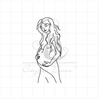 Штамп с беременной девушкой, поддерживающей руками живот