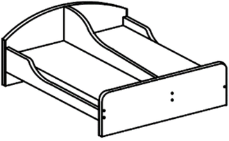 К.1.2. Кровать детская двухместная  с бортами (Ложе: ДВП на ламелях из ЛДСП)
