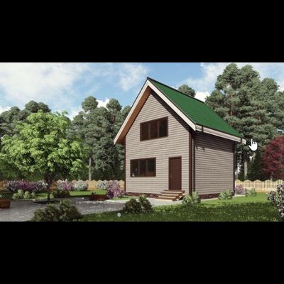 Двухэтажный каркасный дом с двумя спальнями 50м² (SK64)