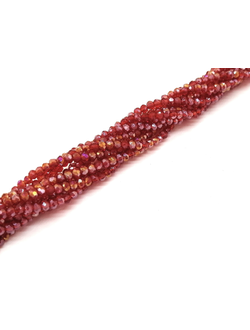 Бусины стеклянные граненные "Рондель", 2 мм, цвет красный бензин (366)