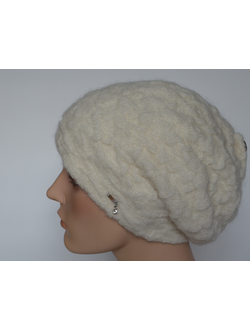 Рельефный женский вязаный берет зимний Vizio Италия 6993 белый фото