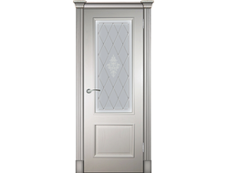 Дверь Прага ваниль с художественным стеклом