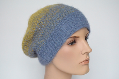 Вязаный головной убор голубой с желтым Визио Италия